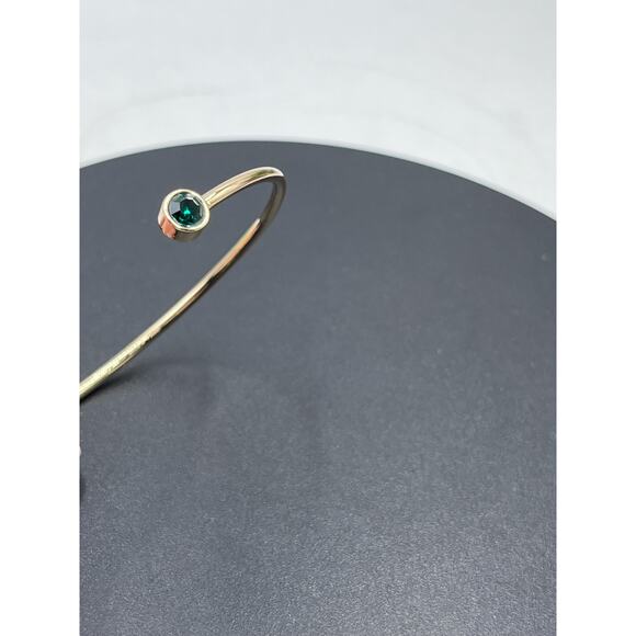 Alex and Ani Emerald Flex Cuff Bracelet Brass Shiny Gold Green Stone - Picture 6 of 14